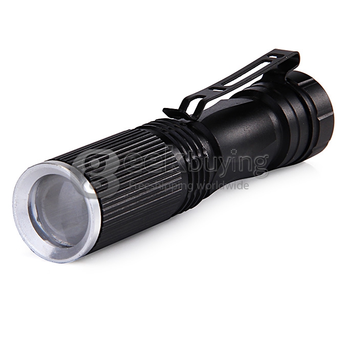 CREE XPE-Q5 600 Lumens 7W Zoomable LED Shock Resistant Camp Flashlight - Black (1 x 14500 / 1 x AA)