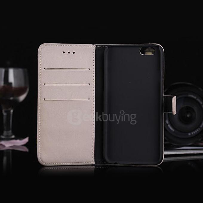 New Style Luxury Crazy Horse Pattern Wallet Leather Case Cover with Card Slots For Apple iPhone 6s 4.7inch - Gray