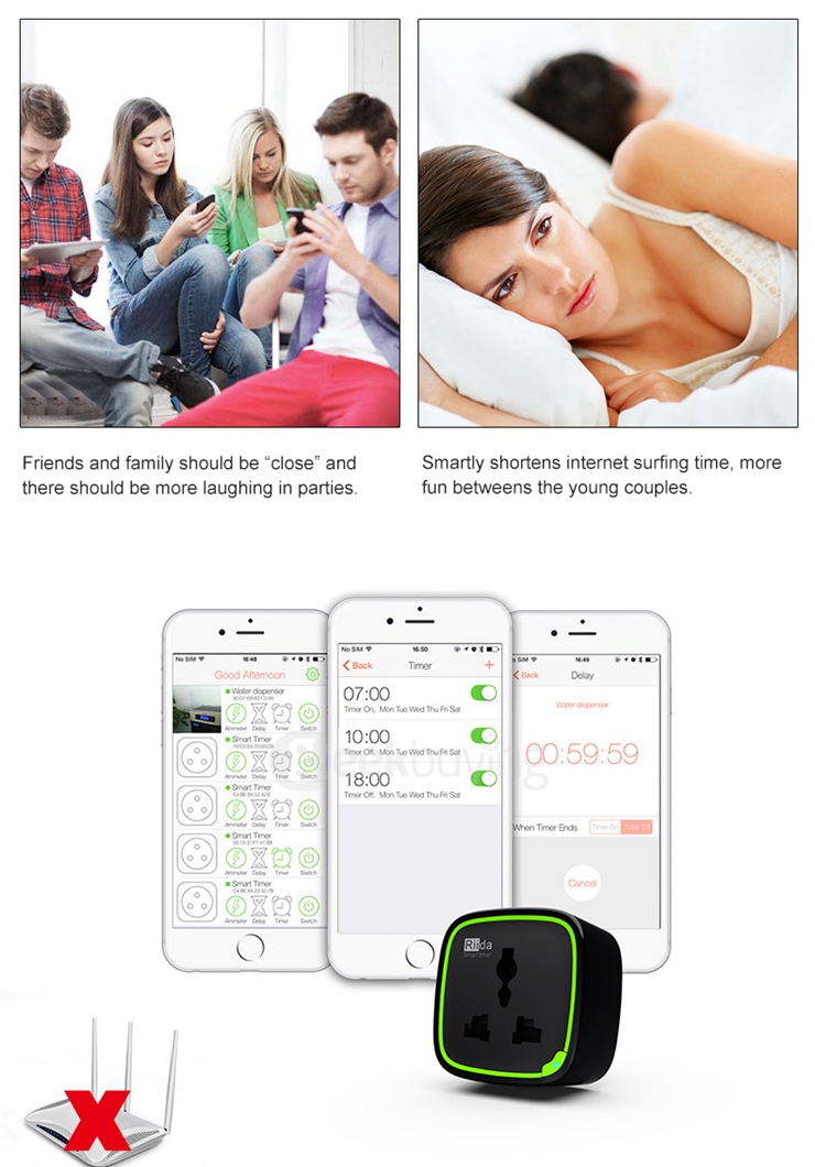 Rii da R01 Smart Programmable Timer Socket High Accuracy Electric Energy Measurement Tool - Black+green