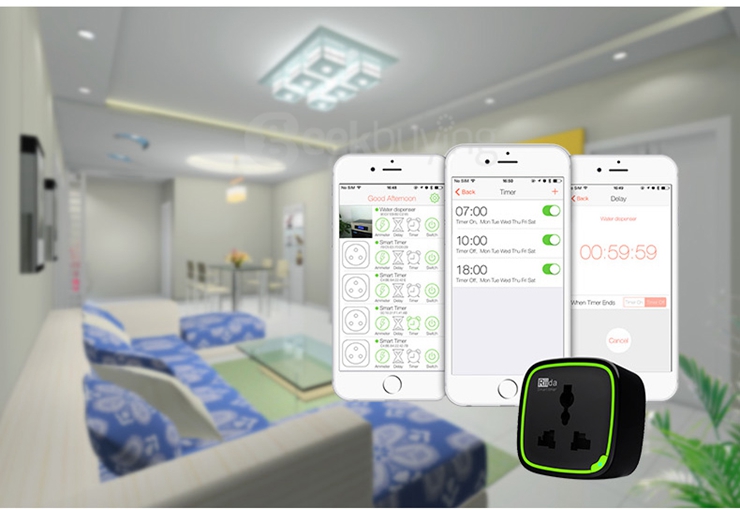 Rii da R01 Smart Programmable Timer Socket High Accuracy Electric Energy Measurement Tool - Black+green