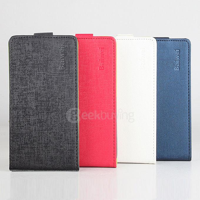 Contrast Color Protective Hard Cover Flip Stand Leather Case for Xiaomi M4i mi4i mi 4i 5.0inch Smartphone - Black