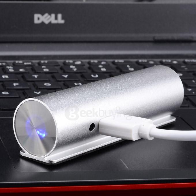 Aluminum USB 3.0 HUB 4 Ports Adapter with LED Indicator for PC Computer Laptop - Silver