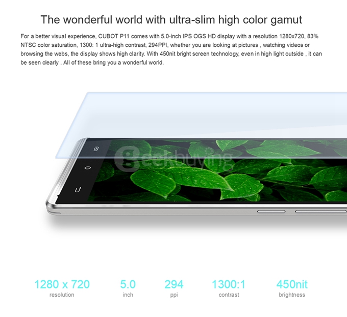 [HK Stock] CUBOT P11 5.0inch Android 5.1 Smartphone MT6580 Quad Core 1.3GHz 1GB RAM 8GB ROM 3G GPS 13.0MP Camera Hotknot OTG -White