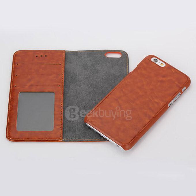 [Wholesale] 10pcs Protective Leather Case Back Case With Holder/Card Slots/Wallet For Apple iPhone 6s Plus 5.5inch - Brown