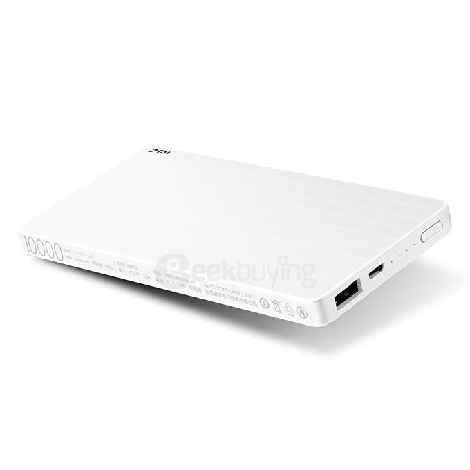Original Xiaomi ZMI USB 10000mAh Smart Power Bank Adapter For Xiaomi iPhone Samsung HTC Smartphone - White