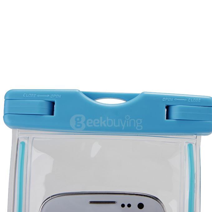 [Wholesale] 100pcs 5.5In Ultra Slim Waterproof Case Soft Fluorescent Pouch With Lanyard Protective Cover For Smartphones - Blue