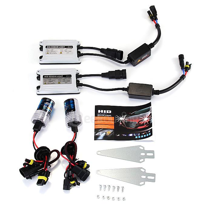 6000K 9005 55W 12V Xenon HID Kit Car Headlight Slim Ballast Xenon Bulb White light - Black + White