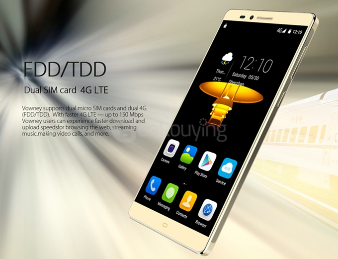 [HK Stock] Elephone Vowney 5.5inch 2K Screen Android 5.1 4GB 32GB Smartphone 64bit MTK6795 Octa Core Touch ID Hotknot - Gold