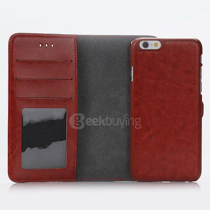 Protective Leather Case Back Case With Holder/Card Slots/Wallet For Apple iPhone 6s Plus 5.5inch - Wine