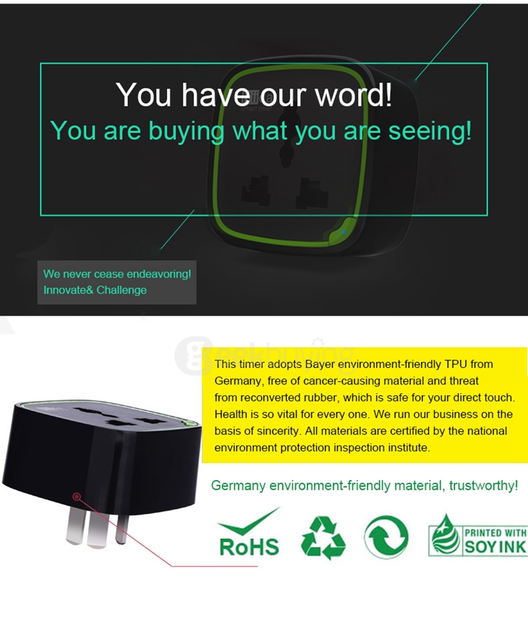 Rii da R01 Smart Programmable Timer Socket High Accuracy Electric Energy Measurement Tool - Black+green