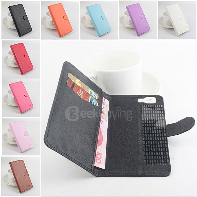 Protective Hard Cover Flip Stand Leather Case for DOOGEE X5 Smartphone - White