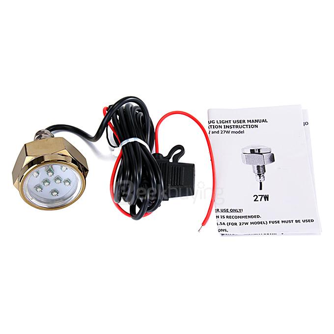 27W IP68 Boat Drain Plug Light Yacht LED Light Underwater Light - White Light