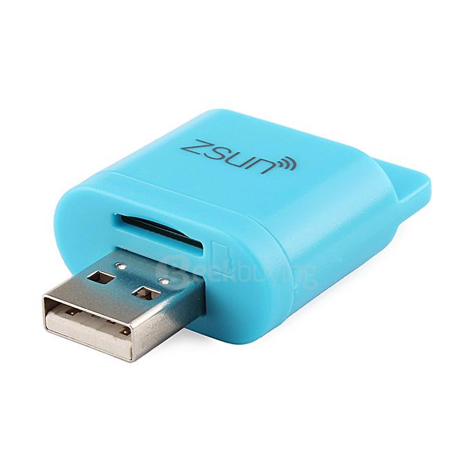 WiFi USB 2.0 Card Reader MicroSD USB Flash Drive for Windows/MAC/iOS/Android Phones PC Tablet Laptop - Blue
