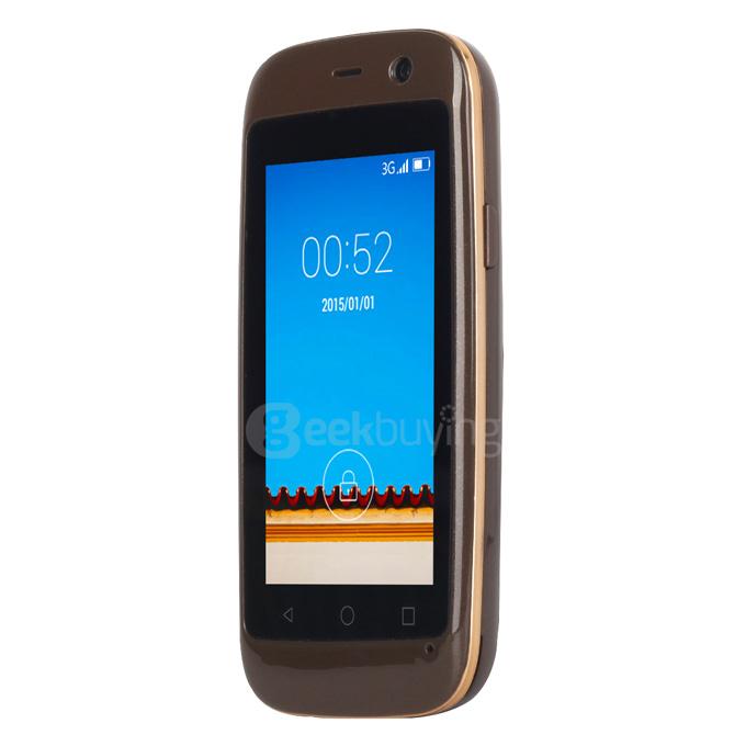 [HK Stock] Elephone Q 2.45inch Android 4.4 OS 512MB RAM 4GB ROM Smartphone MT6572W Dual Core 3G GPS Mini Phone Dual Camera - Brown