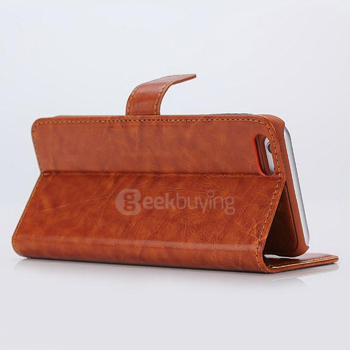 [Wholesale] 10pcs Protective Leather Case Back Case With Holder/Card Slots/Wallet For Apple iPhone 6s Plus 5.5inch - Brown