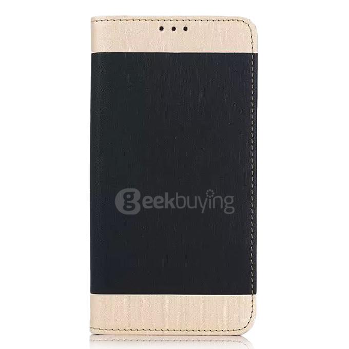White Side Protective Leather Case With Holder/Card Slots/Wallet For Samsung Galaxy S6 Edge Plus - Black