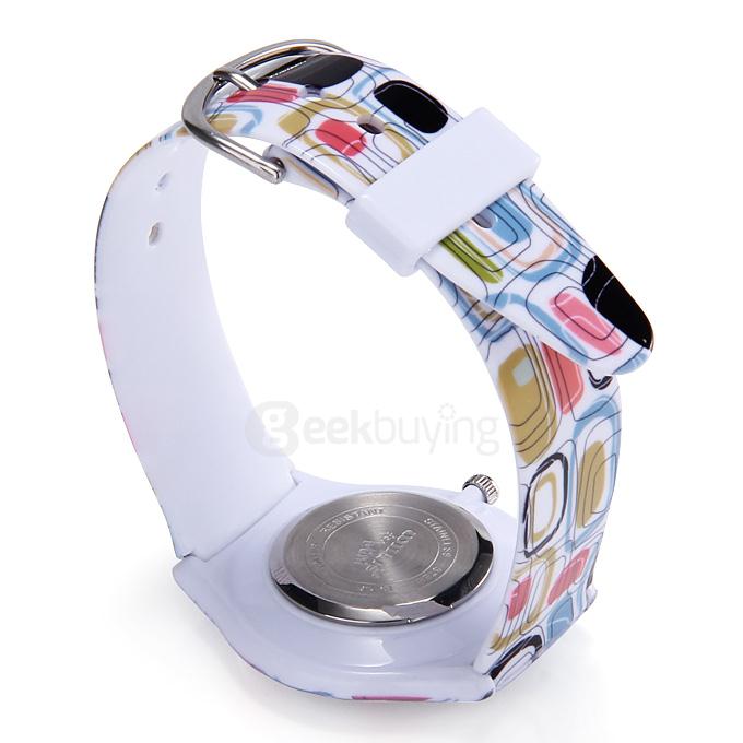 Willis 9918 Colored Blocks Designs Ultra-thin Waterproof Children Watch - White