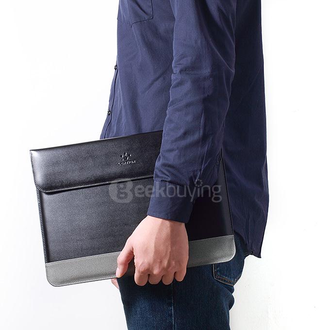 [Wholesale] 10pcs LENTION® Elegant Leather Sleeve Case for 13 Inch Macbook Air - Black + Silver
