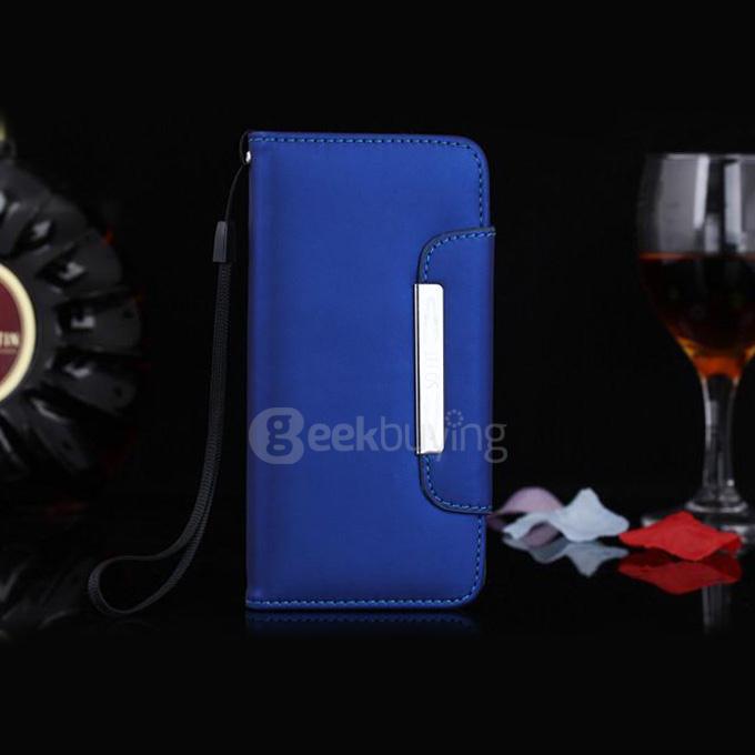 Clip Style Luxury Flip Pattern Wallet Leather Case Cover with Strap For Apple iPhone 6s Plus 5.5inch - Blue