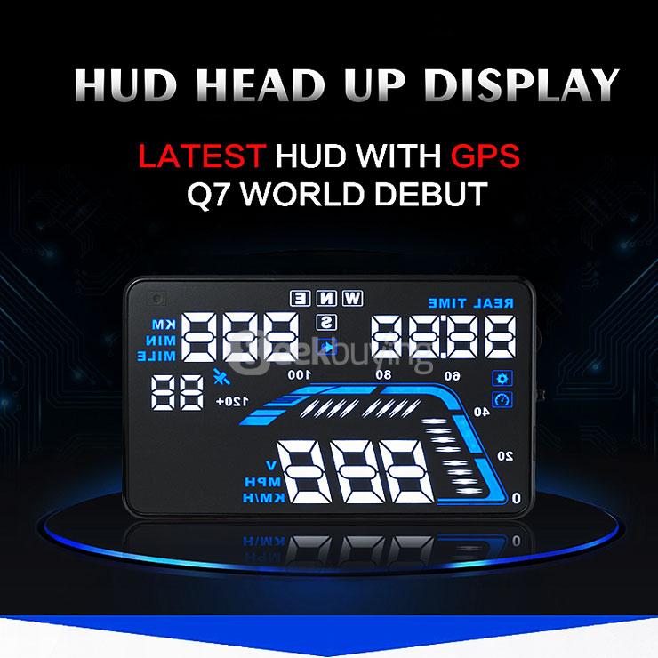 Q7 5.5'' GPS HUD Head Up Display Windscreen Projector Model Display - Black