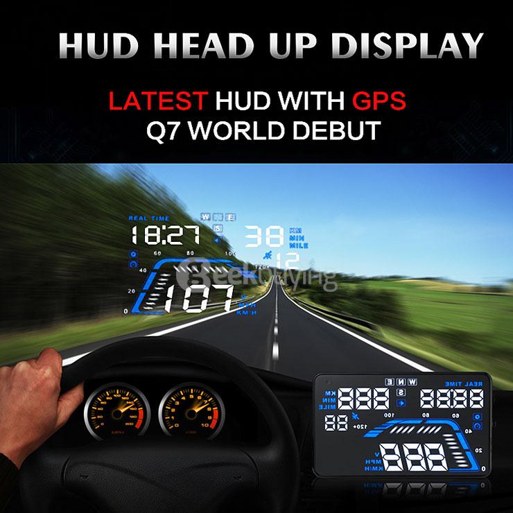 Q7 5.5'' GPS HUD Head Up Display Windscreen Projector Model Display - Black