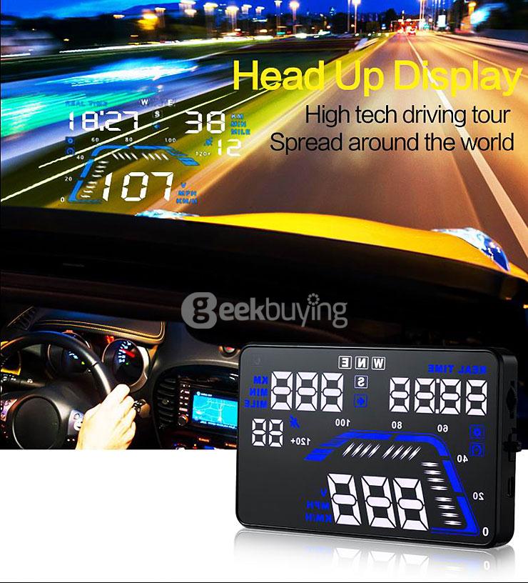 Q7 5.5'' GPS HUD Head Up Display Windscreen Projector Model Display - Black