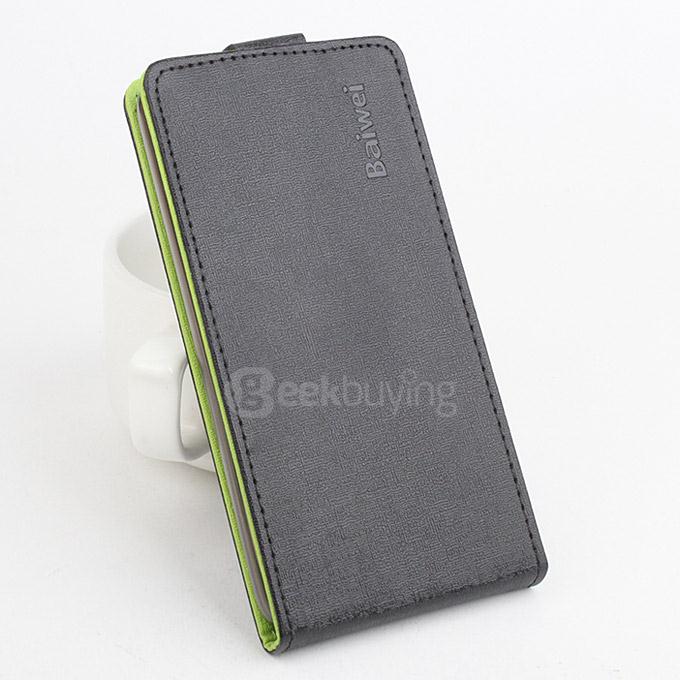 Contrast Color Protective Hard Cover Flip Stand Leather Case for Xiaomi M4i mi4i mi 4i 5.0inch Smartphone - Black
