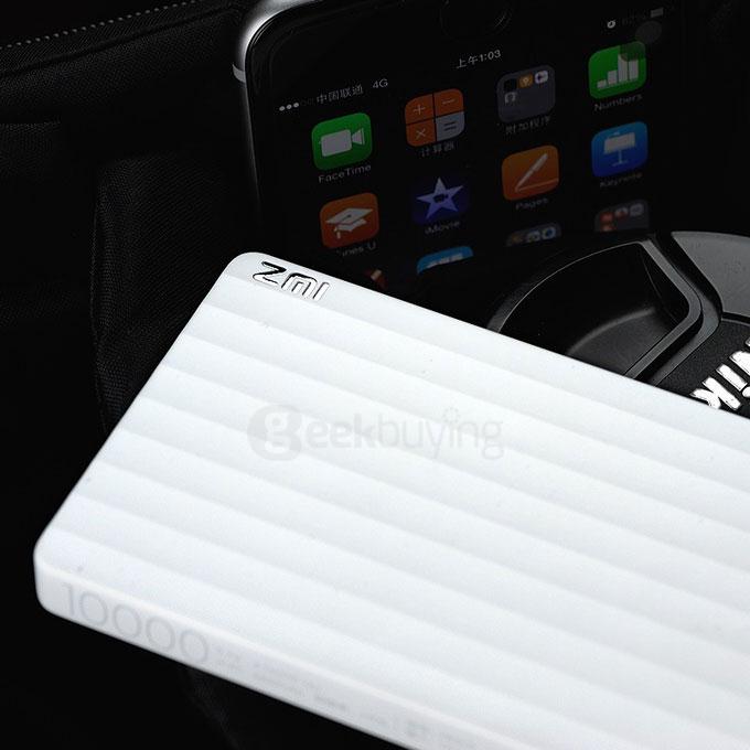 Original Xiaomi ZMI USB 10000mAh Smart Power Bank Adapter For Xiaomi iPhone Samsung HTC Smartphone - White