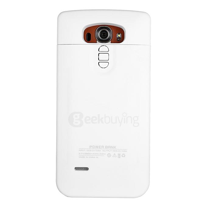 External Backup Battery 5V 0.5A Output Li-ion Polymer 3800mAH Case with Back Home Button For LG G4 Smartphone - White
