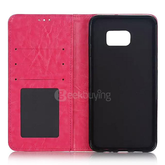 Protective Leather Case With Holder/Card Slots/Wallet For Samsung S6 Edge Plus - Pink
