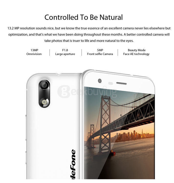 Ulefone Paris 5inch Android 5.1 2GB 16GB 4G Smartphone 64Bit MTK6753 Octa Core 13.0MP OTG Miracast Hotknot Gorilla 3 - White