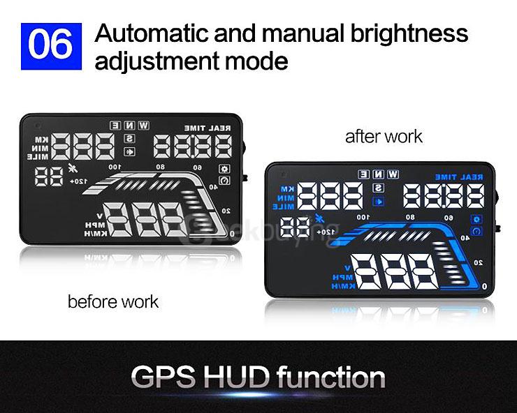 Q7 5.5'' GPS HUD Head Up Display Windscreen Projector Model Display - Black
