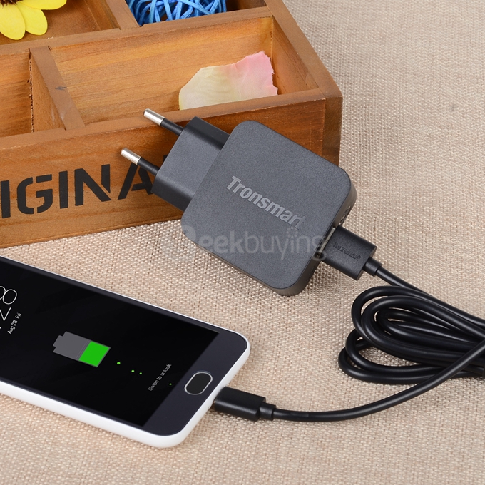 Tronsmart Quick Charge 2.0 18W AC Home Wall Travel USB Charger Fast Charger for Galaxy S6/S6 Edge, Note 4/Edge, Google Nexus 6, HTC M9, Xperia Z3/Z2 , Sharp Aquos Pad/Zeta,Xiaomi - EU Plug