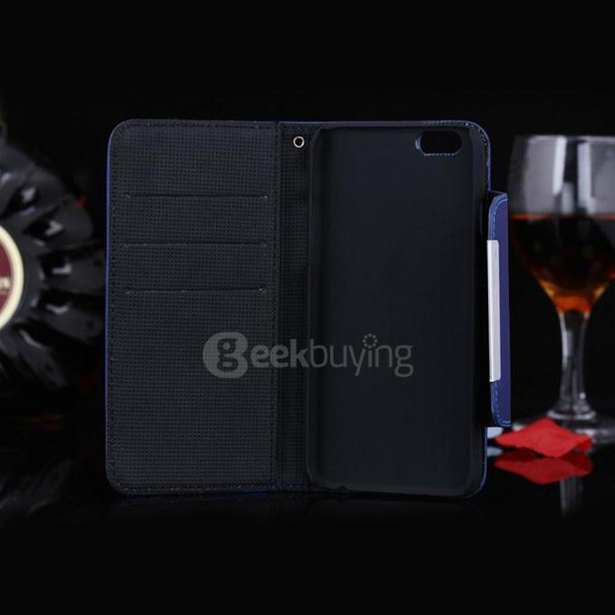 Clip Style Luxury Flip Pattern Wallet Leather Case Cover with Strap For Apple iPhone 6s Plus 5.5inch - Blue
