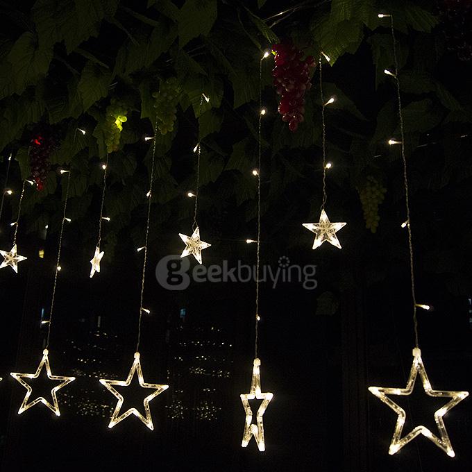 US Standard 2M 138 Light Pentangle Star LED Curtain Light LED Lighting For Christmas Wedding Party Decor - Warm Color