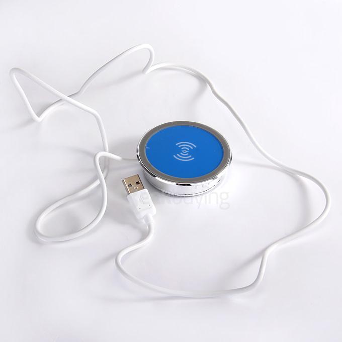 QI Standard Desk Wireless Charger Pad with USB Cable for Samsung/iPhone/LG/HTC - Blue