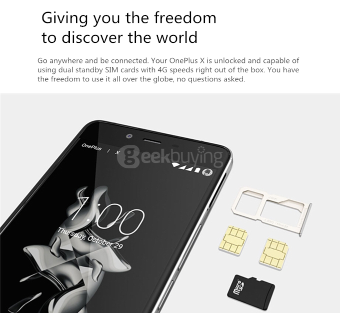 [Spain Stock]OnePlus X Onyx Standard 5.0inch FHD 1920*1080 4G LTE Android 5.1 3GB 16GB Smartphone Snapdragon 801 Quad Core 13.0MP Camera - White