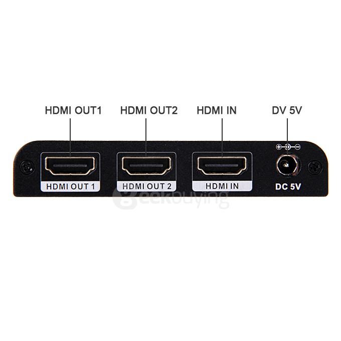 HDV-A12 UHD 4K*2K 3D HDMI 1x2 Splitter Audio Converetr Adapter 1080P HDMI Switcher Support HDCP for TV DVD - Black