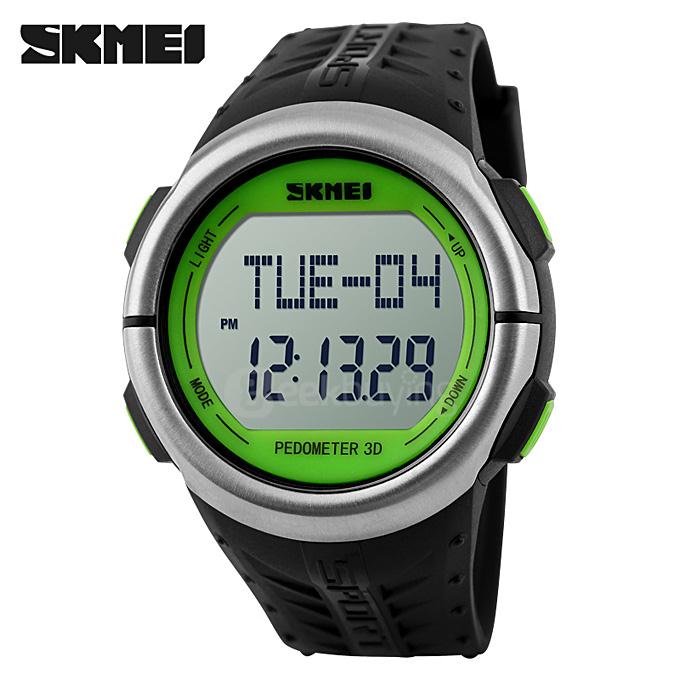 SKMEI 1058 Multifunction 50M Waterproof LED Digital Men Women Watch Heart Rate Monitor Pedometer Sport Watches Calorie Counter - Green