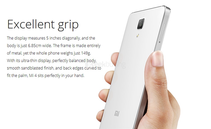 [HK Stock]Xiaomi M4/Mi4 Snapdragon801 Krait 400 Quad Core 2.5GHz 5.0Inch MIUI V5 Smartphone 3GB RAM 16GB ROM 13MP Sony Camera- White