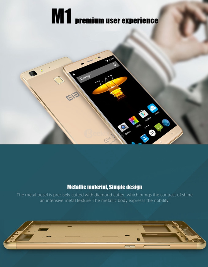 [HK Stock] Elephone M1 5.5inch HD 4G FDD-LTE Android 5.1 2GB 16GB Smartphone 64bit MTK6735A Quad Core 13.0MP Camera Touch ID - Gray