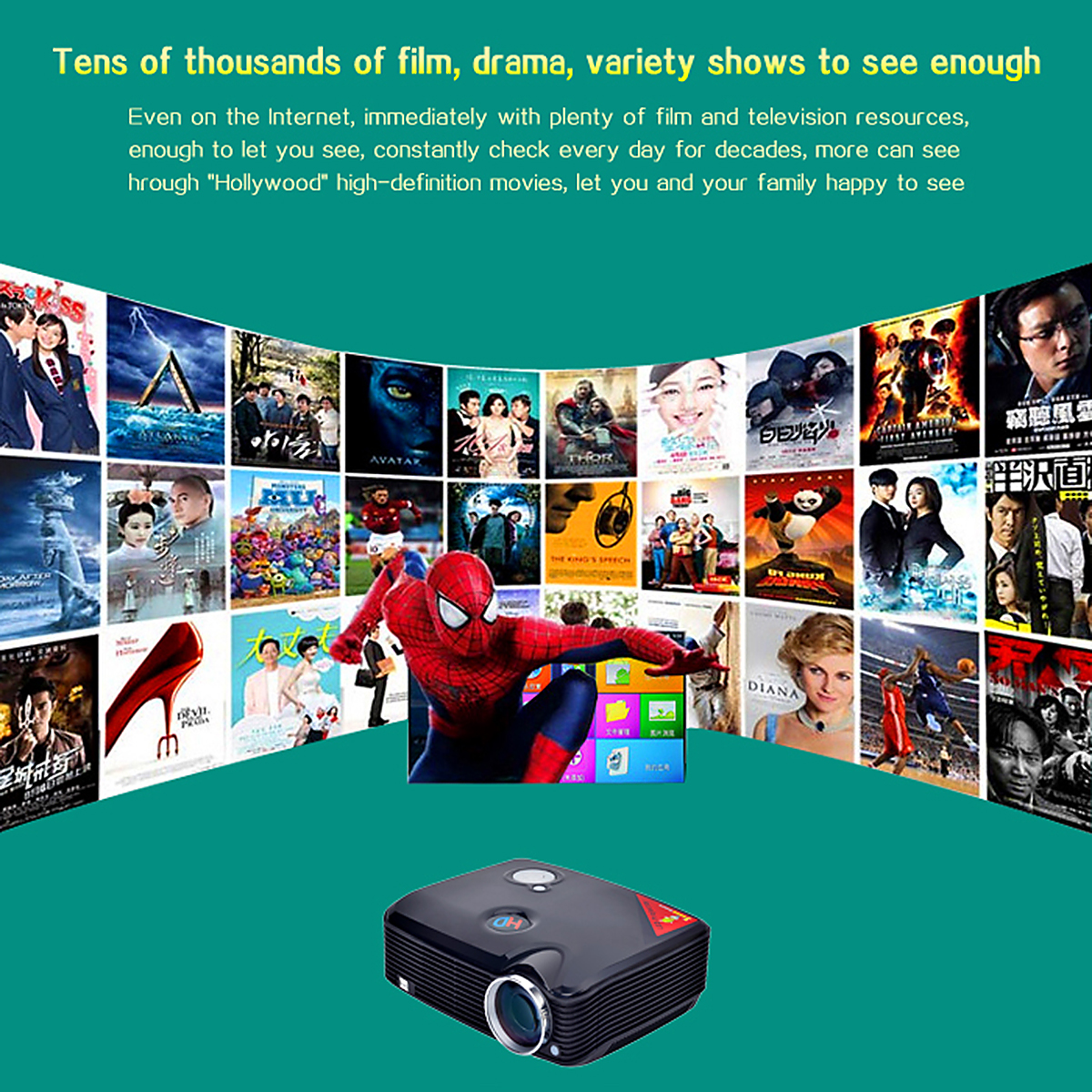 ProHome PH5 500 Lumens 800*600 LED Projector Home Theater with HDMI USB VGA Input - White