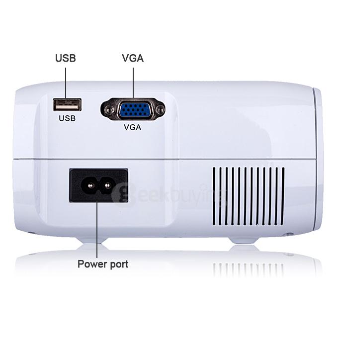 UHAPPY U80 HD Home Projector 800x480 1000LM Multimedia Projector USB/HDMI/TV/DTV/AV/YPBPR/VGA Input -White