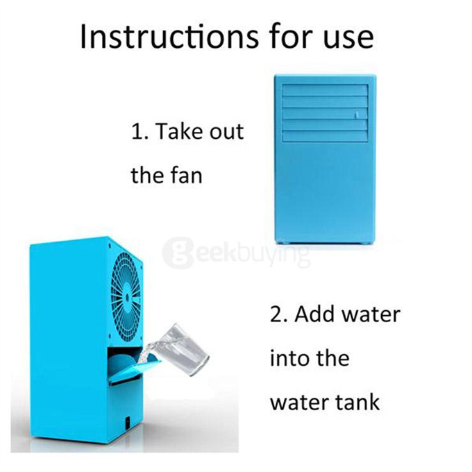 Mini Portable Air Conditioner Desktop Table Cooling Fan Mist Spray Touch Control - Green