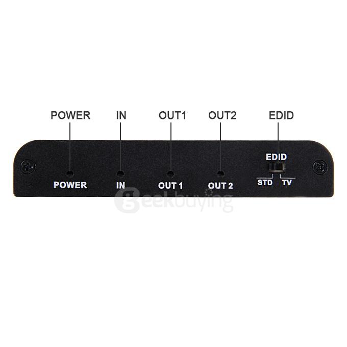 HDV-A12 UHD 4K*2K 3D HDMI 1x2 Splitter Audio Converetr Adapter 1080P HDMI Switcher Support HDCP for TV DVD - Black