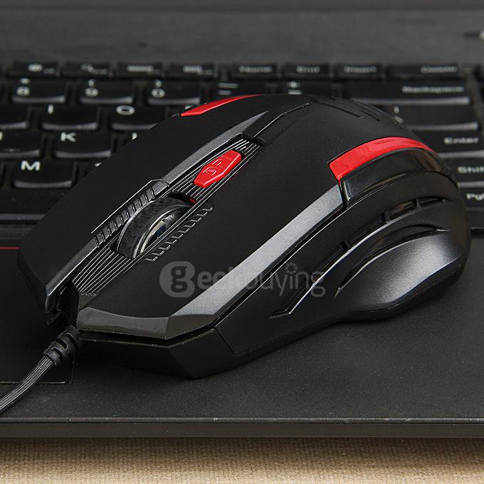 JEQANG JM-065 Professional Wired Opitcal Gaming Mouse 800/1200/1600DPI with Colorful LED Breathing Lights - Black+Red