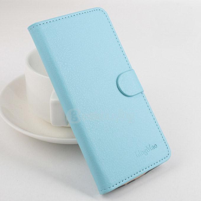 LingMao Protective Hard Cover Flip Stand Leather Case with Card Slots for Micromax Canvas Nitro 2 E311 - Blue