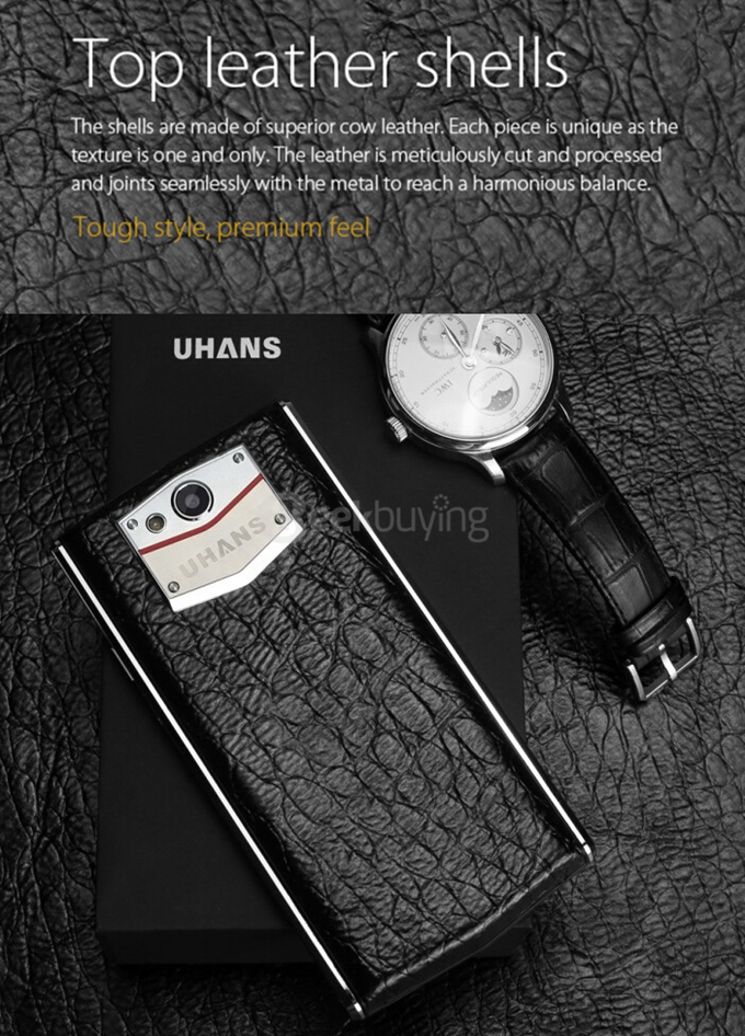 (Package B) UHANS U100 4.7inch HD Screen 2GB RAM 16GB ROM Android 5.1 4G MTK6735 Smartphone (Black) + Original Protective PU Leather for UHANS U100