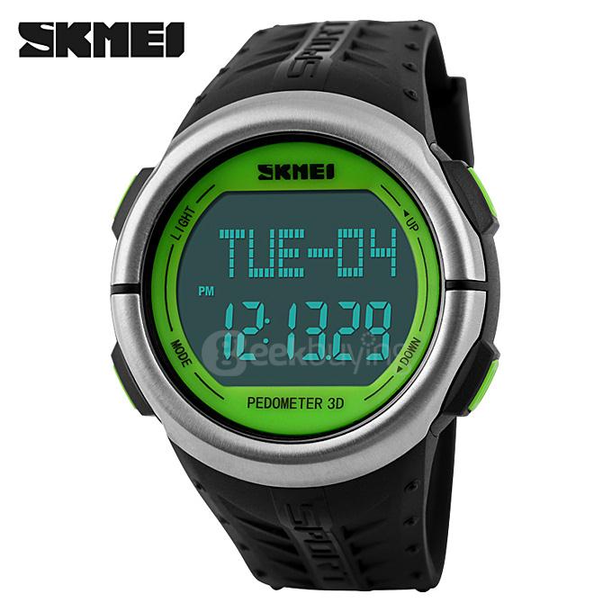 SKMEI 1058 Multifunction 50M Waterproof LED Digital Men Women Watch Heart Rate Monitor Pedometer Sport Watches Calorie Counter - Green
