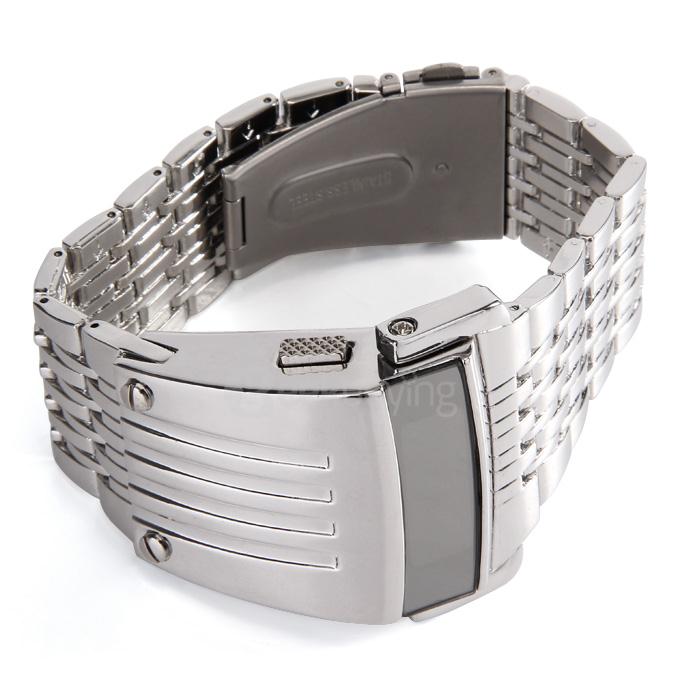 Personalized Iron Man Style Full Steel LED Digital Men Sports Watch 2 Conception Military Wrist Watch - Silver